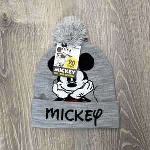 Disney Mickey Mouse Gray Beanie with Pom-Pom